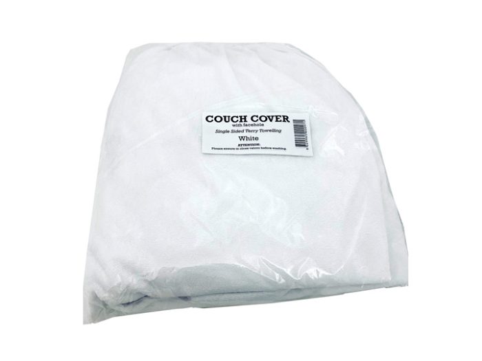 1961 Toweling Massage Table Cover With Face Hole - White - Image 2