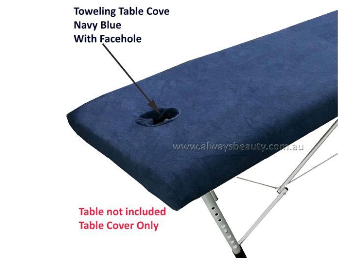 1962 Towelling Massage Table Cover With Face Hole - Navy Blue