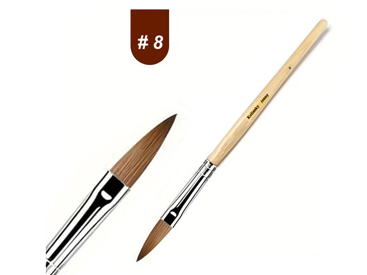 413 #8 Kolinsky Cats Tongue Acrylic Nail Brush Oval - Wood Handle