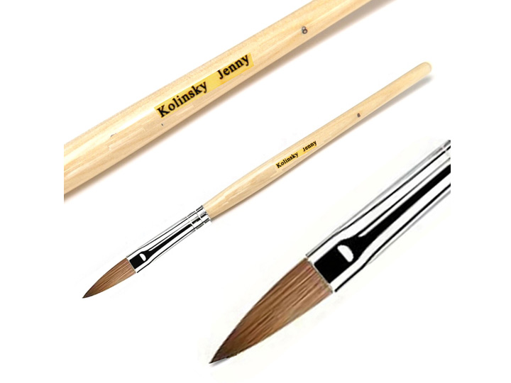 413 #8 Kolinsky Cats Tongue Acrylic Nail Brush Oval - Wood Handle - Image 2