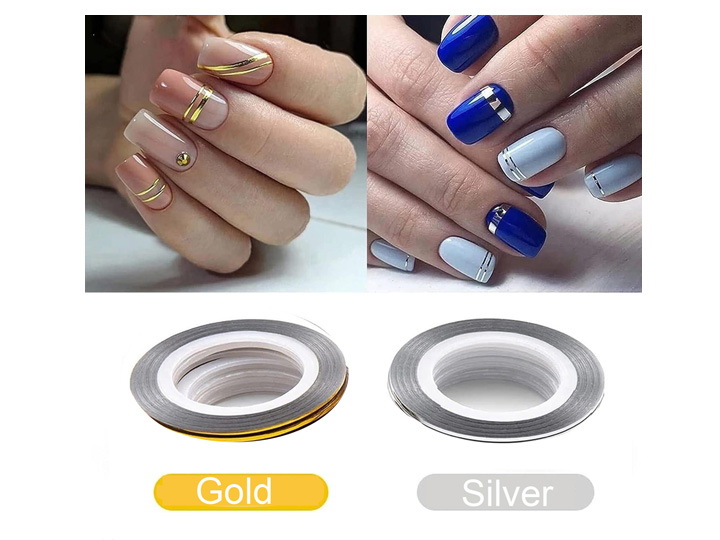 526 Nail Art Striping Line Nail Foil Tape Roll (Silver / Gold) - Image 3