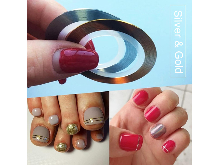 526 Nail Art Striping Line Nail Foil Tape Roll (Silver / Gold)