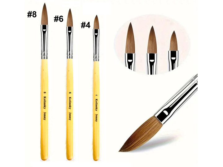 413 #8 Kolinsky Cats Tongue Acrylic Nail Brush Oval - Wood Handle - Image 3