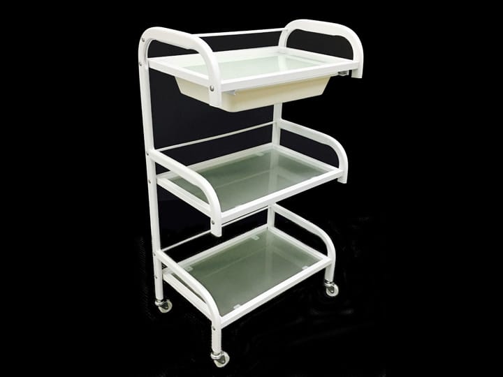 135 3-Tier Glass Trolley with One Tray