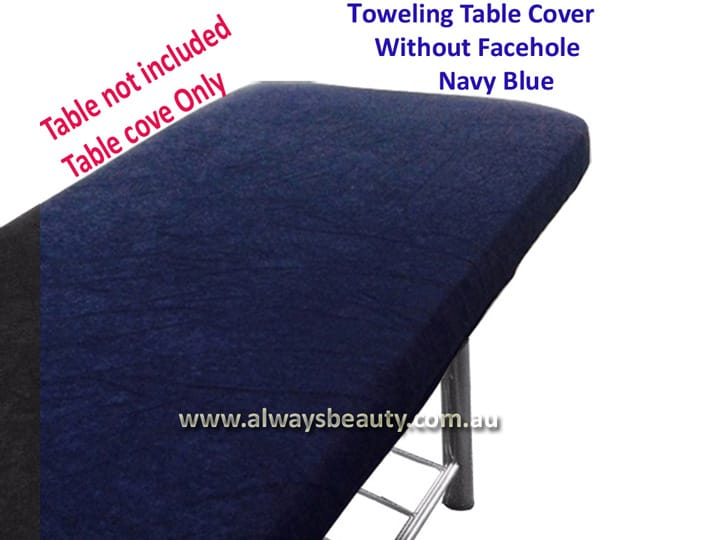 19653 Toweling Massage Table Bed Cover - Navy Blue No Hole