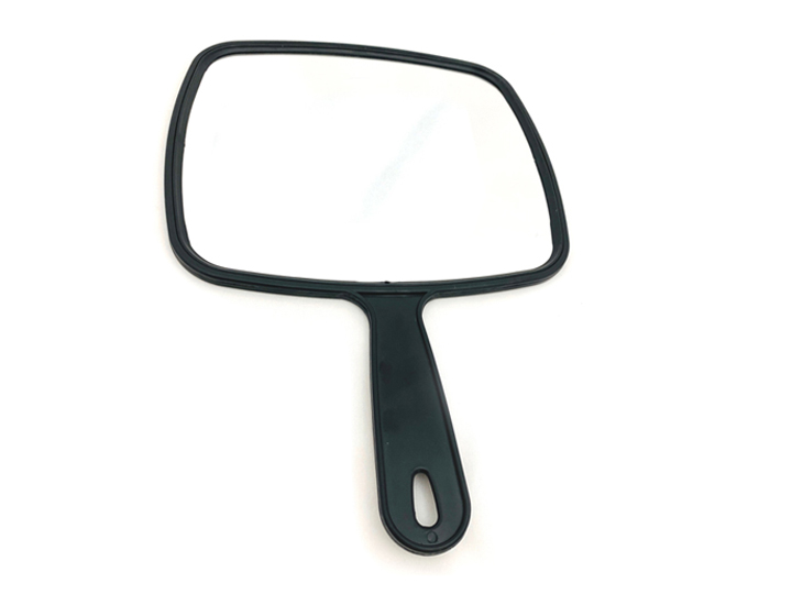 2037 Black Square Mirror Hand Held Large