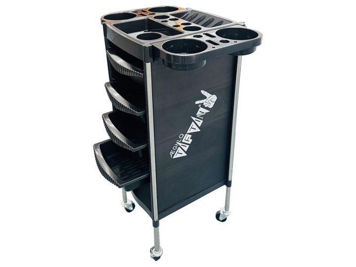 154-B800 Hairdressing Trolley 6 Tier Black - Image 2