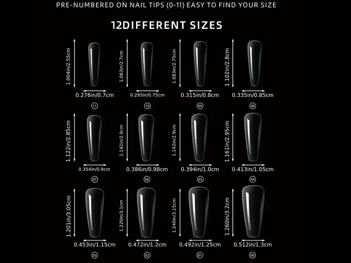 1157 Full Cover Clear Matte Flat Arc Press On Nail Tips - Image 5