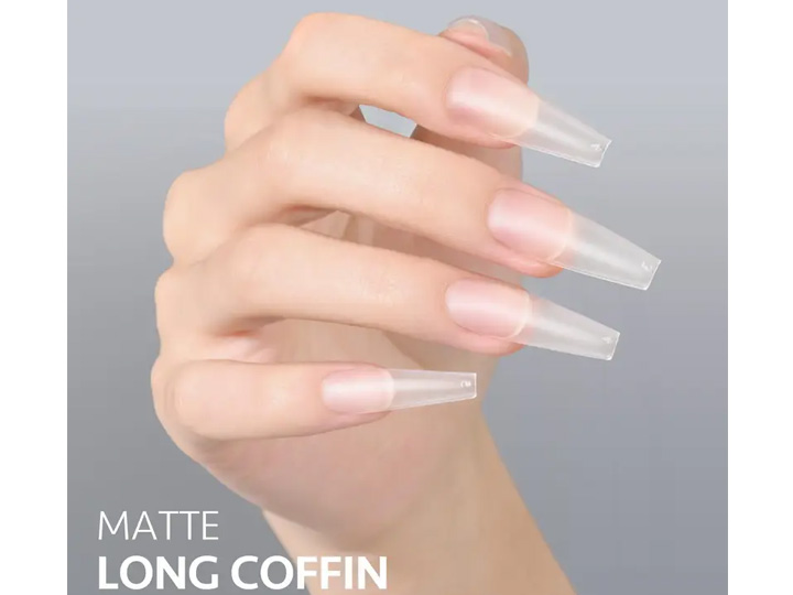 1157 Full Cover Clear Matte Flat Arc Press On Nail Tips - Image 3