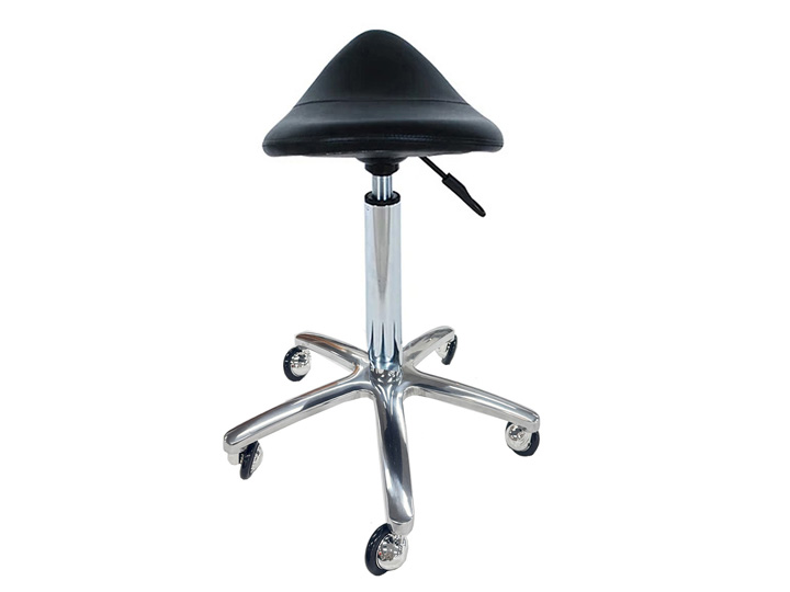 1271 Black Saddle Stool High Gas Lift - Chrome Base - Image 4
