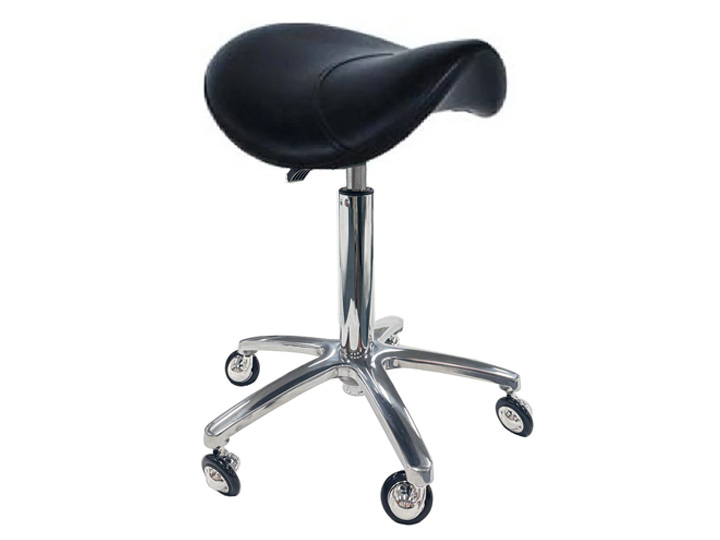 1271 Black Saddle Stool High Gas Lift - Chrome Base - Image 3