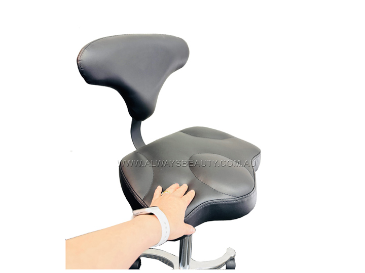 116 Black Stool With Backrest Gas Lift Strong Base - Image 3
